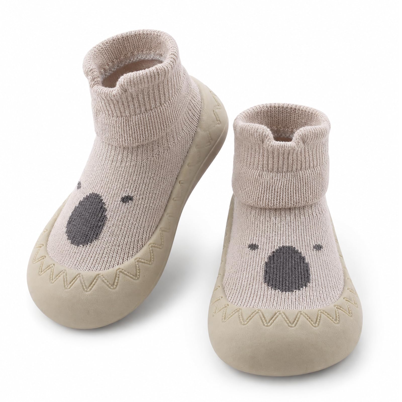 Toddler Sock Shoes Cute Baby First Walking Shoes Soft Sole with Grips for Boys G