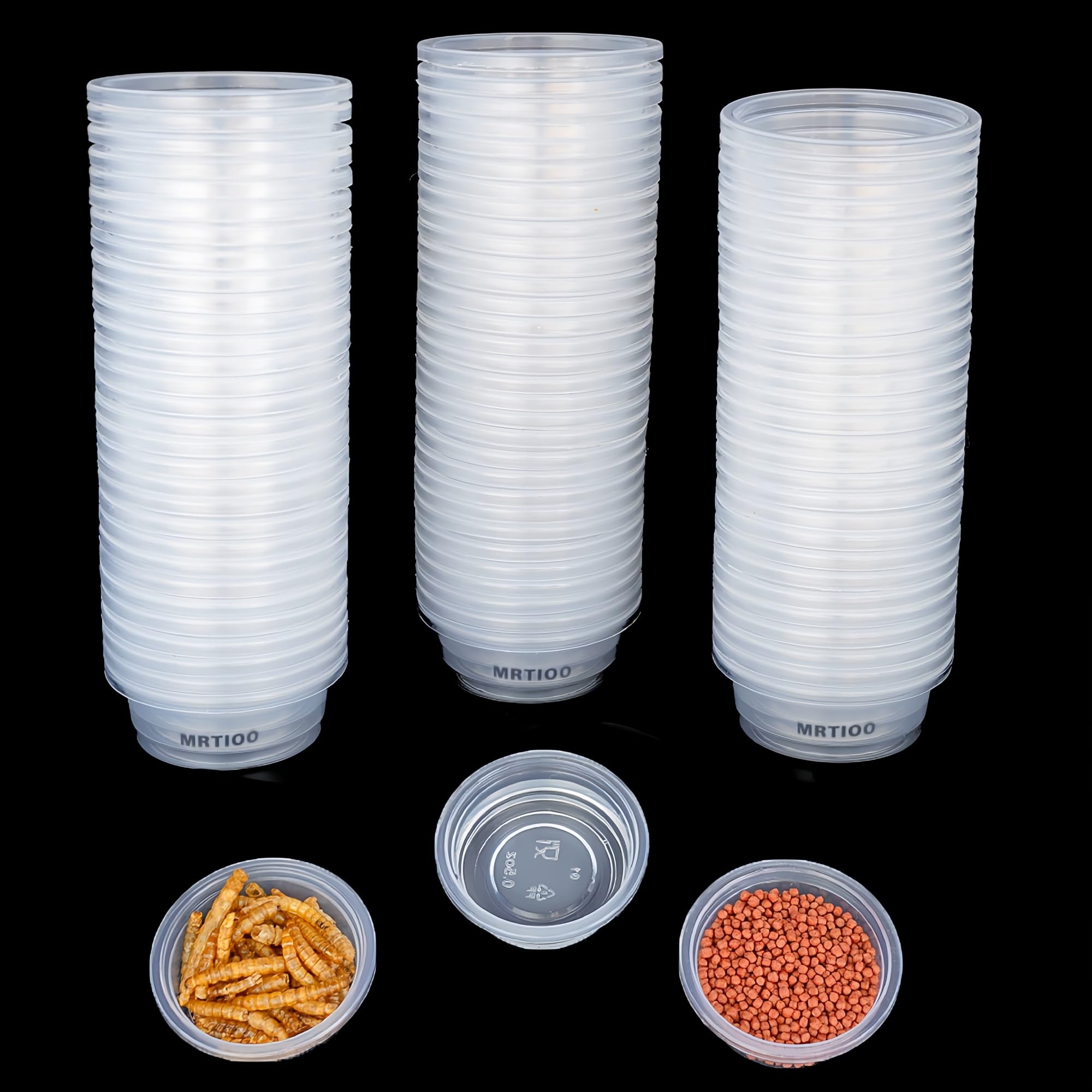MRTIOO Lizard Crested Gecko Food Water Feeding Cups, 100 pcs, 0.5oz | Reptile Fe