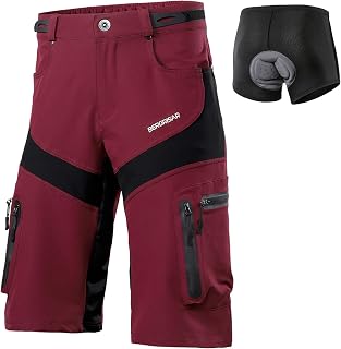 BERGRISAR Men's Cycling Shorts for MTB and Mountain Bikes, Pockets with Zip, Waterproof, Breathable, 1806BG