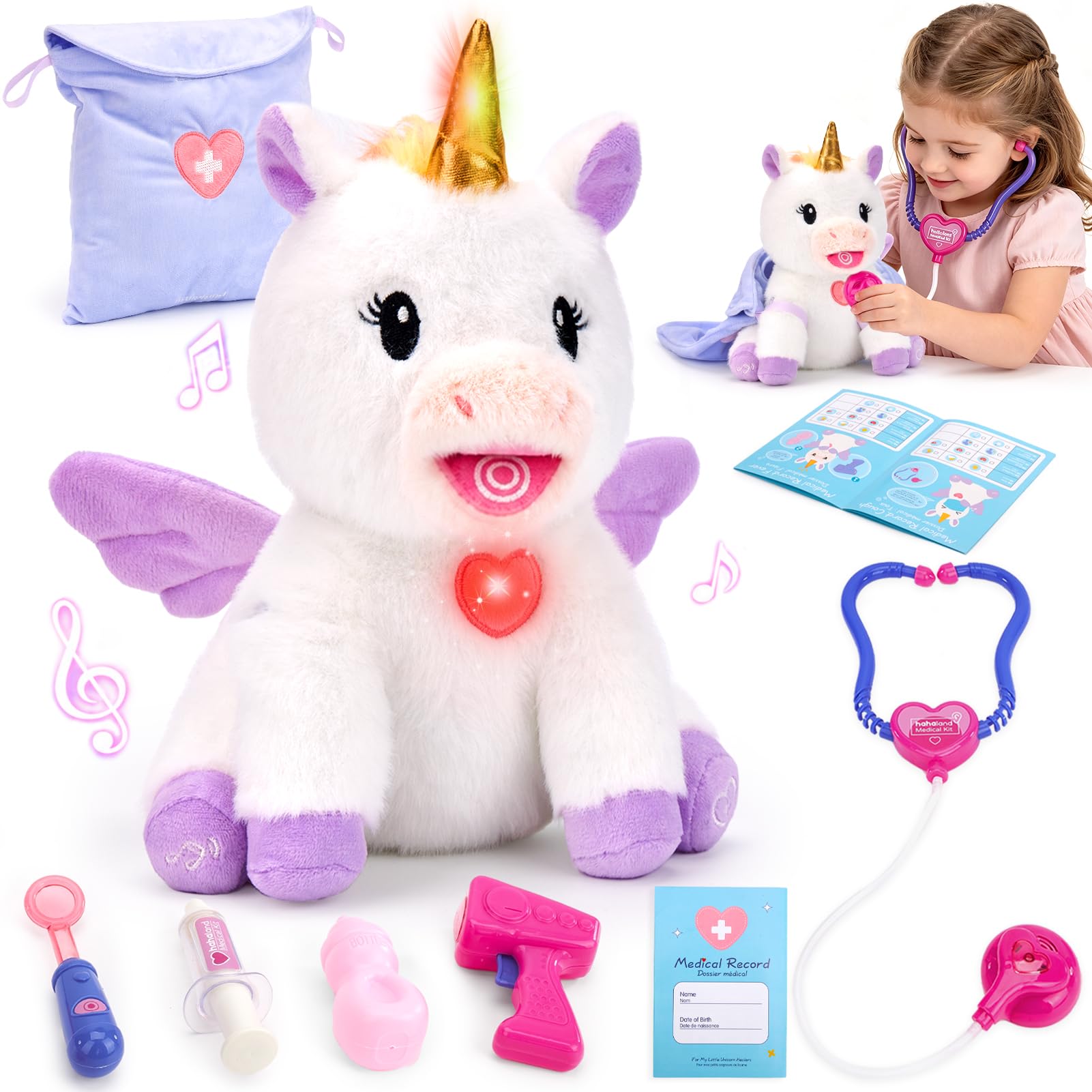 hahaland Doctor Kit for Kids Talking Unicorn Pretend Play Toy for Girls 3 6 | 6 