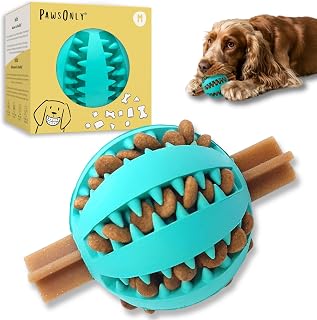 PawsOnly | Dog Treat Dispenser Ball | Interactive Toy | Medium Blue, 1 Pack