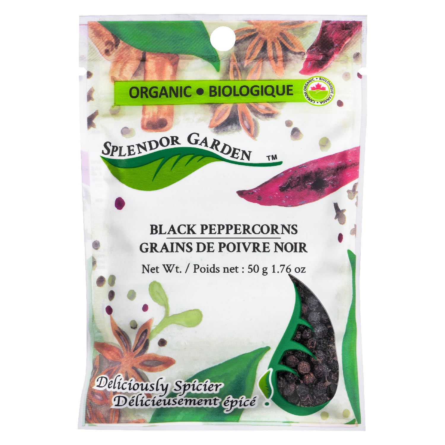 Splendor Garden Organic Black Peppercorn - 50 g