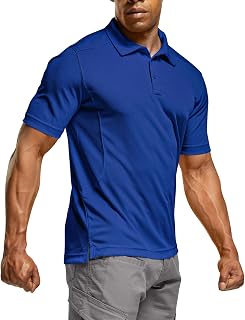 CQR Men's Quick Dry Tactical Polo Shirt, Lightweight Breathable Performance Polo, Short Sleeve UPF 50+ Outdoor Golf Shirt