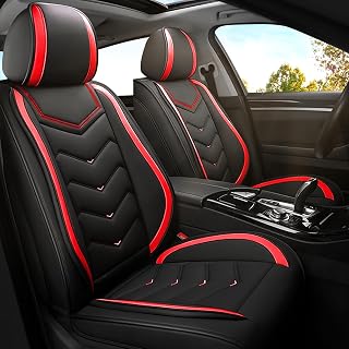 Car Seat Covers for Honda Civic 2000-2025, Premium Nappa Leather Car Seat Cover, Stylish Sport Seat Covers， Automobile Seat Cover Sets.(Standard 2 Seats/Black Red)