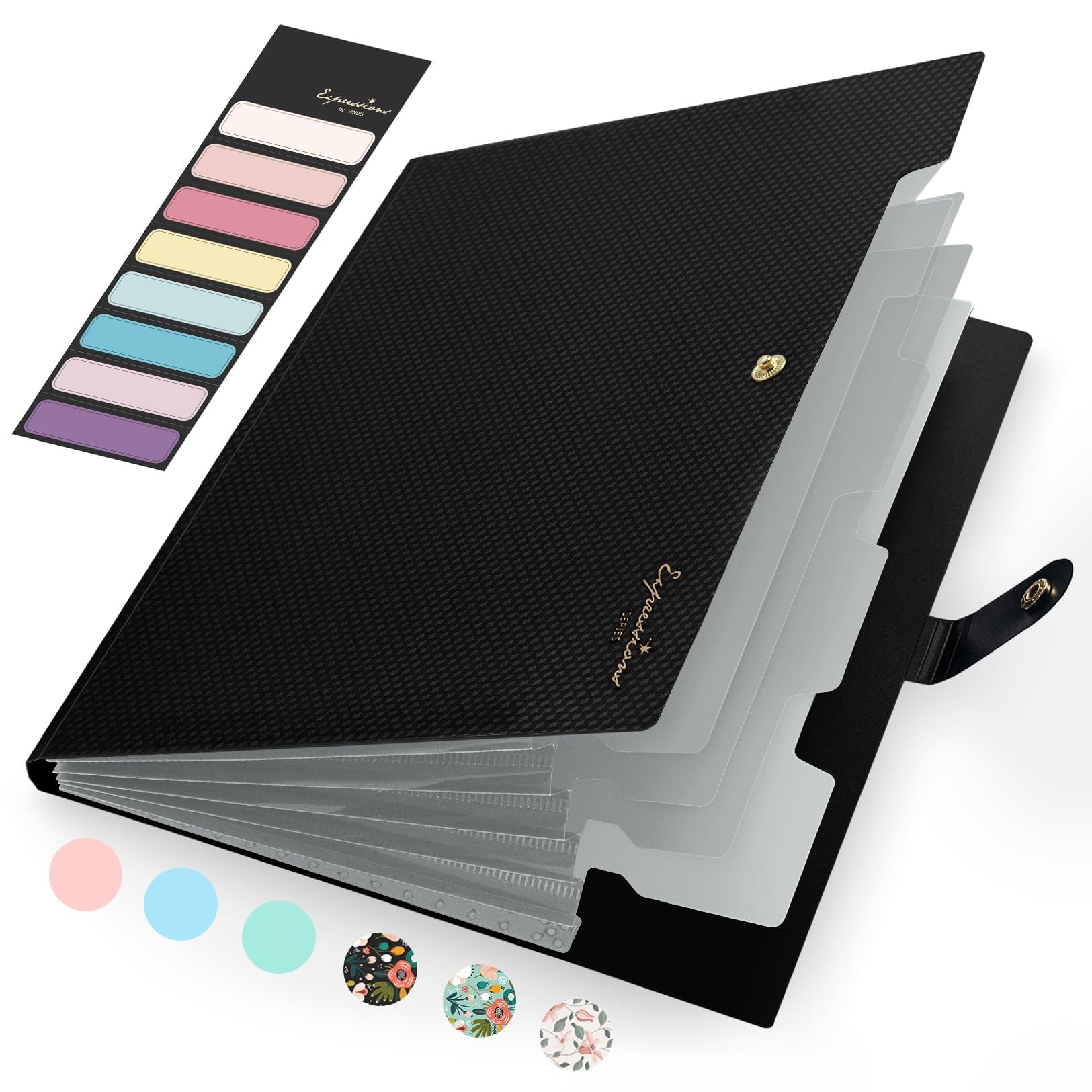 Sooez Accordion File Organizer, Expanding File Folder with Label, 5 Pocket | Fol