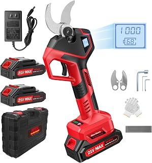 ANTTCTIG Electric Pruning Shears, 2.75'' Cut, 2 Batteries & Spare Blades | Dual 2.0Ah Batteries, Brushelss Motor, 2 Mode, SK7 Blades, LCD Display Cordless Branch Cutter Pruner for Garden Tree Trimming