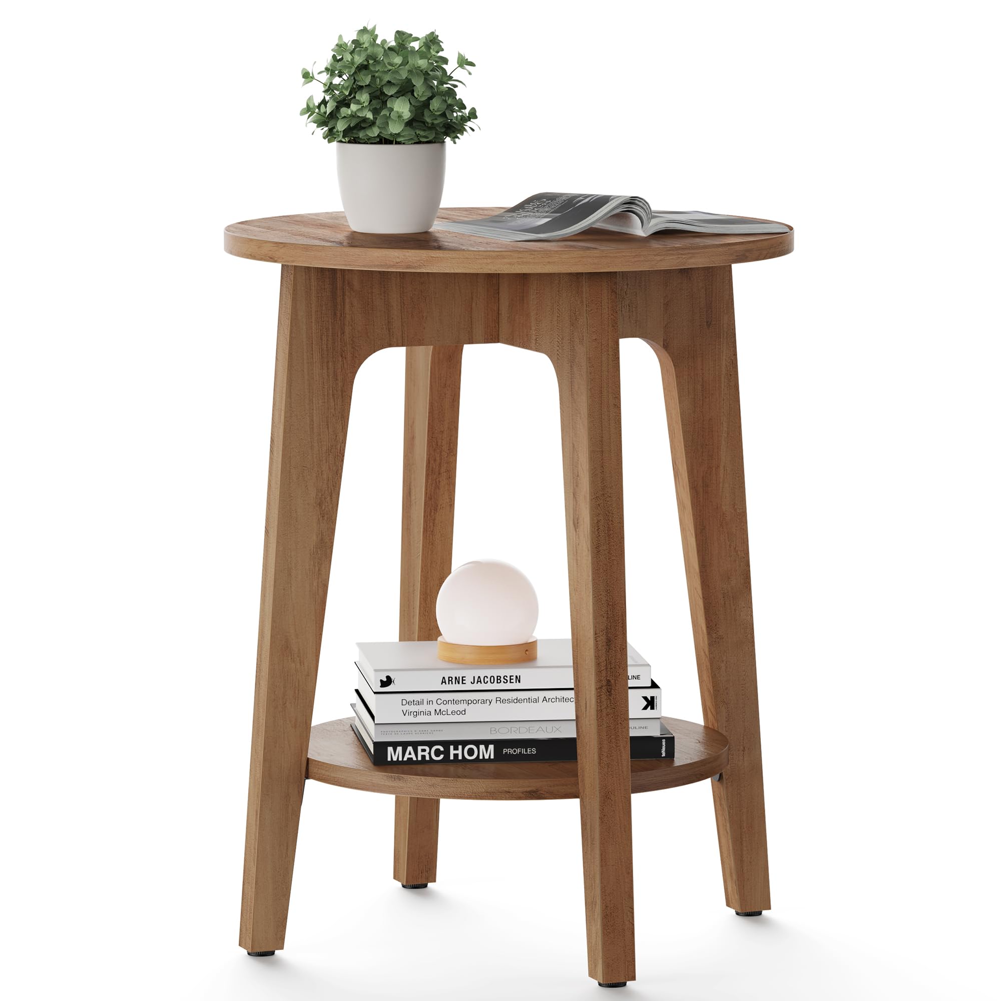VASAGLE Round Side Table with Lower Shelf, End Table for Small Spaces | Nightsta