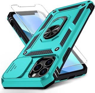 for iPhone 11 Pro Case with Camera Lens Cover HD Screen Protector, 10 FT Military Grade Drop Protection, Magnetic Ring Holder Kickstand Protective Phone Case for iPhone 11 Pro 5.8 inch, Ice Gree