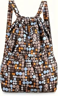 Ethnic Nylon Drawstring Backpack Floral Print Travel Sports Backpack Lightweight Shoulder Bag, 4, Lightweight ethnic nylon backpack with