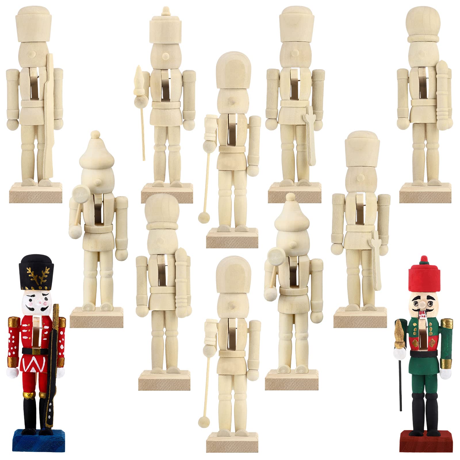 Sumind 12 Pieces Christmas Unfinished Nutcracker, Wooden Nutcracker, 5 Inch | Xm