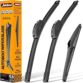 AUTOBOO Windshield Wiper Blade Replacement for Toyota RAV4 Mazda 5 | Fits RAV4 2019–2025, Mazda 5 2006–2015; 26"+16" front + 12" rear set, streak-free, OE fit,quiet, all-weather