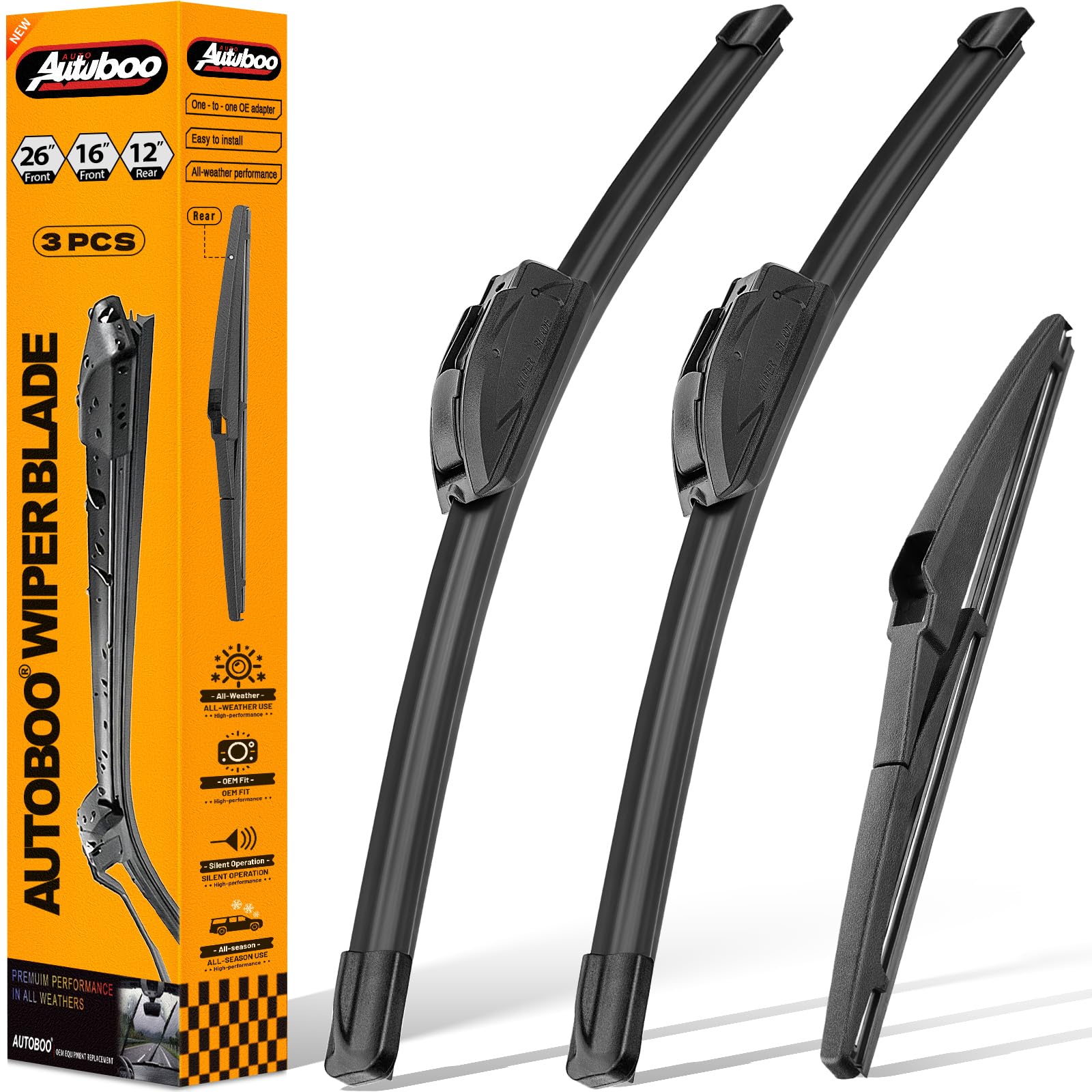 AUTOBOO Windshield Wiper Blade Replacement for Toyota RAV4 Mazda 5 | Fits RAV4 2