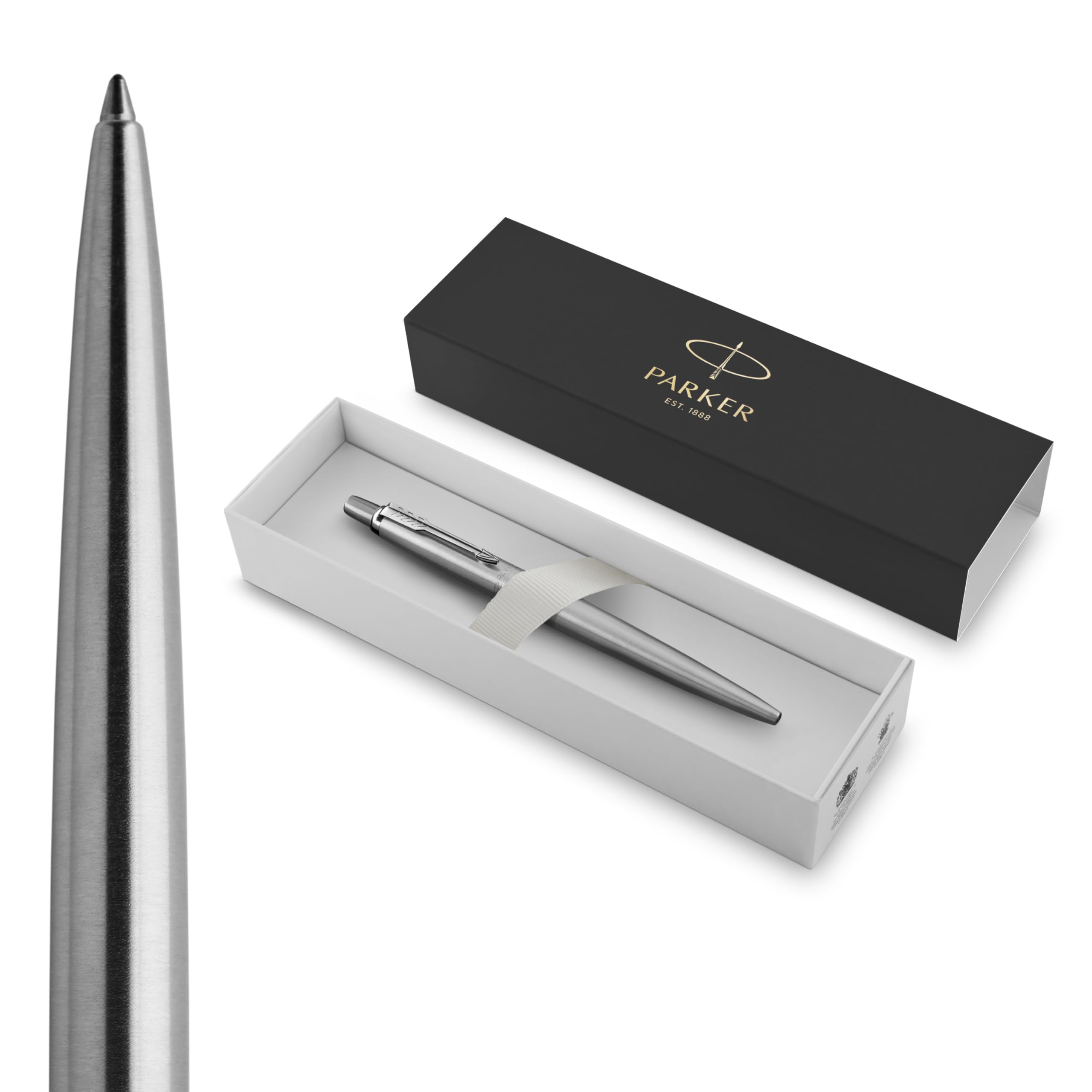 PARKER Jotter Ballpoint Pen | Stainless Steel with Chrome Trim | Medium Point | 