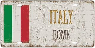 YelaceSing Italy Car License Plate Tin Sign Country Flag Rome Metal License Plate National Flag Decor Decorative Car License Plate Gift for New Car New Driver Car Lover 8×12 INCH