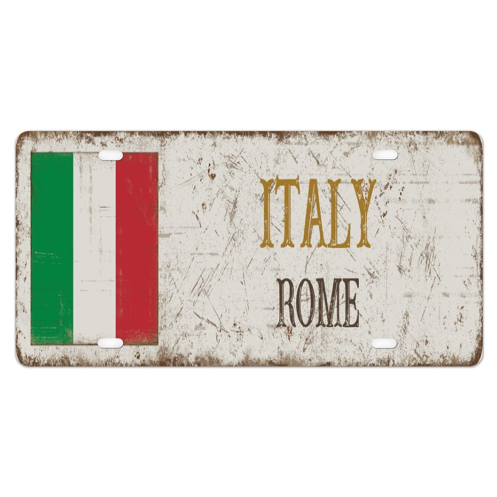 YelaceSing Italy Car License Plate Tin Sign Country Flag Rome Metal License Plat