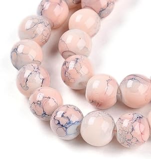 100pcs Glass Beads for Jewelry Making 8mm Round Glass Beads Misty Rose Round Spacer Beads for DIY Earrings Necklace Bracelet Jewelry Supplies