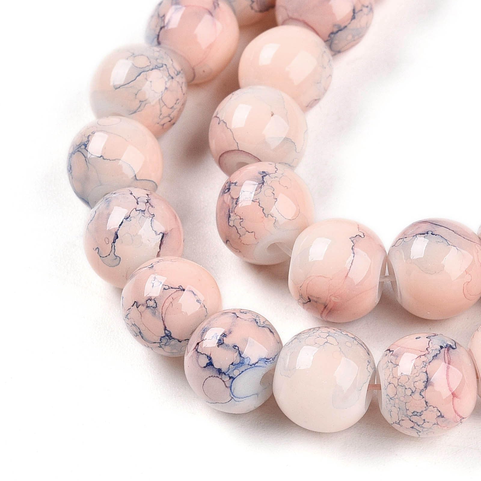 100pcs Glass Beads for Jewelry Making 8mm Round Glass Beads Misty Rose Round Spa