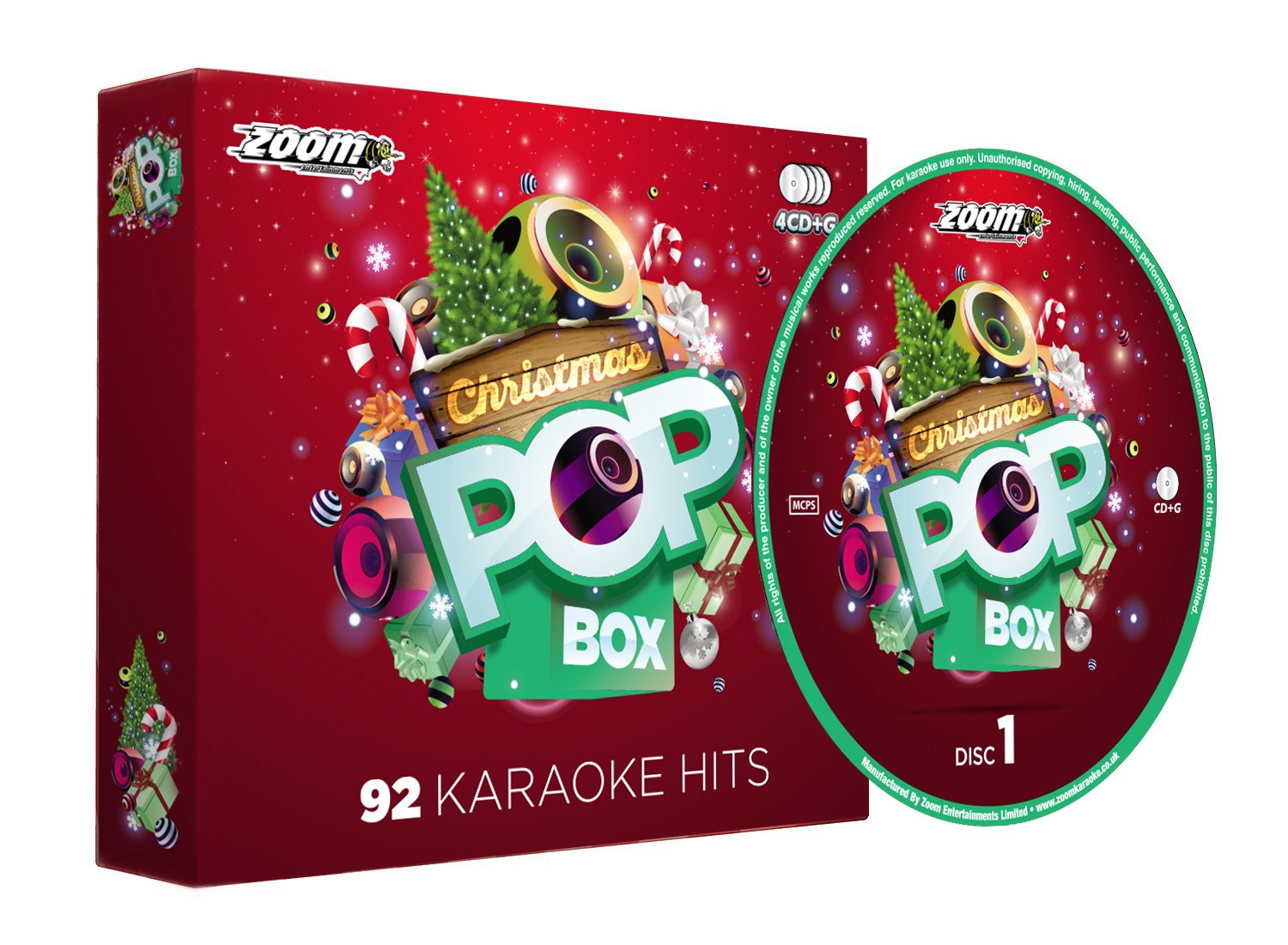 Zoom Karaoke Christmas Pop Box Party Pack - 4 CD+G Box Set - 92 Songs