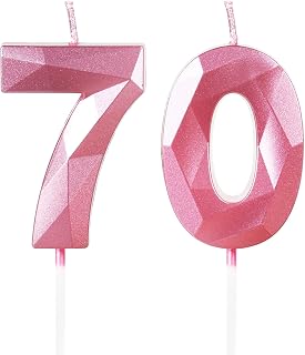 Number 70 Candles, 70th Birthday Candle, Pink Happy Birthday Candle for Cake, 3D Design Cake Decorations, Decorations for Women, Birthday, Party, Wedding, Anniversary, Celebration, Accessories
