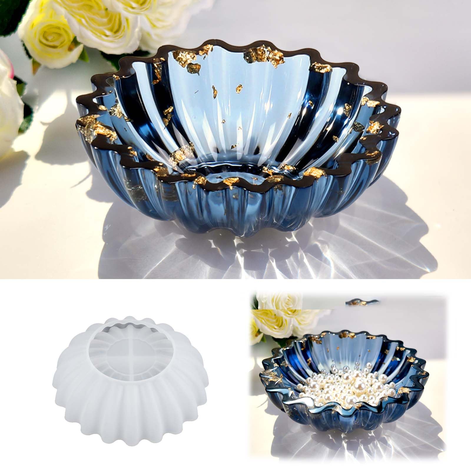 WIKIMO Resin Molds for Bowl, Silicone Flower Tray Mold | 5.24 x 1.65 in Epoxy Re