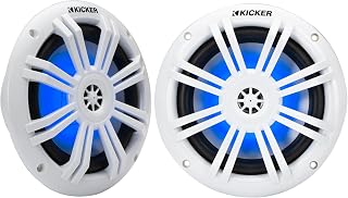 KICKER 51KM604WL KM 6.5" 4Ω LED Marine Coaxial Speakers - Pair