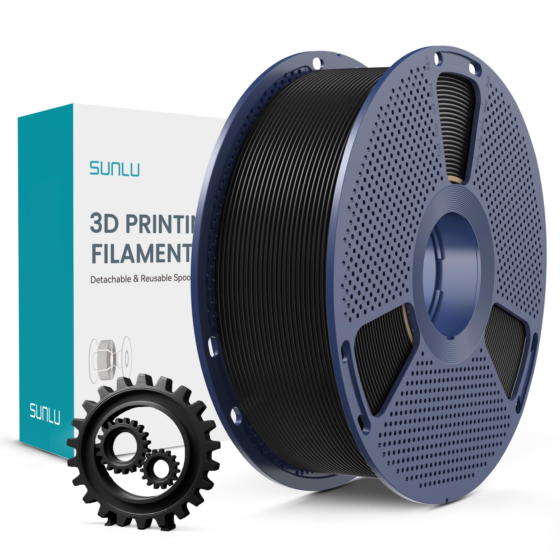 SUNLU PLA+ Filament 1.8mm, PLA Plus Filament, 1kg Black | Increased Durability, 