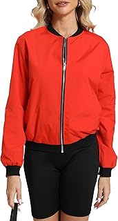 Argstar Women's Bomber Jacket Lightweight Casual Windbreaker with Pockets S-3XL