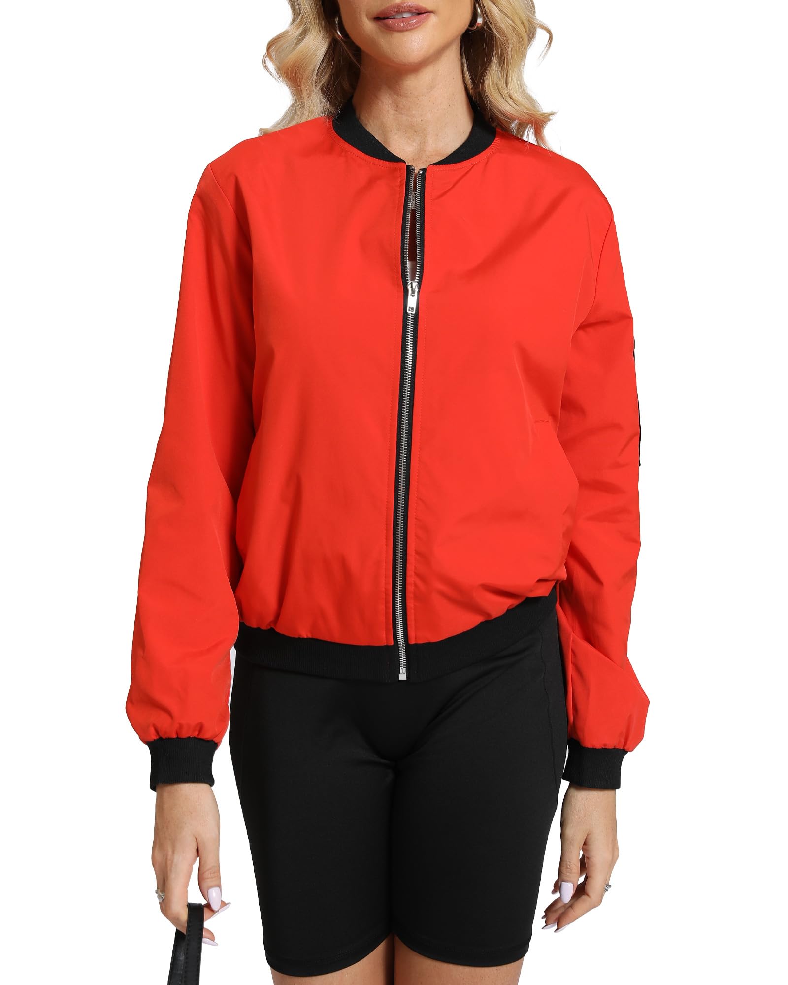 Argstar Women's Bomber Jacket Lightweight Casual Windbreaker with Pockets S-3XL