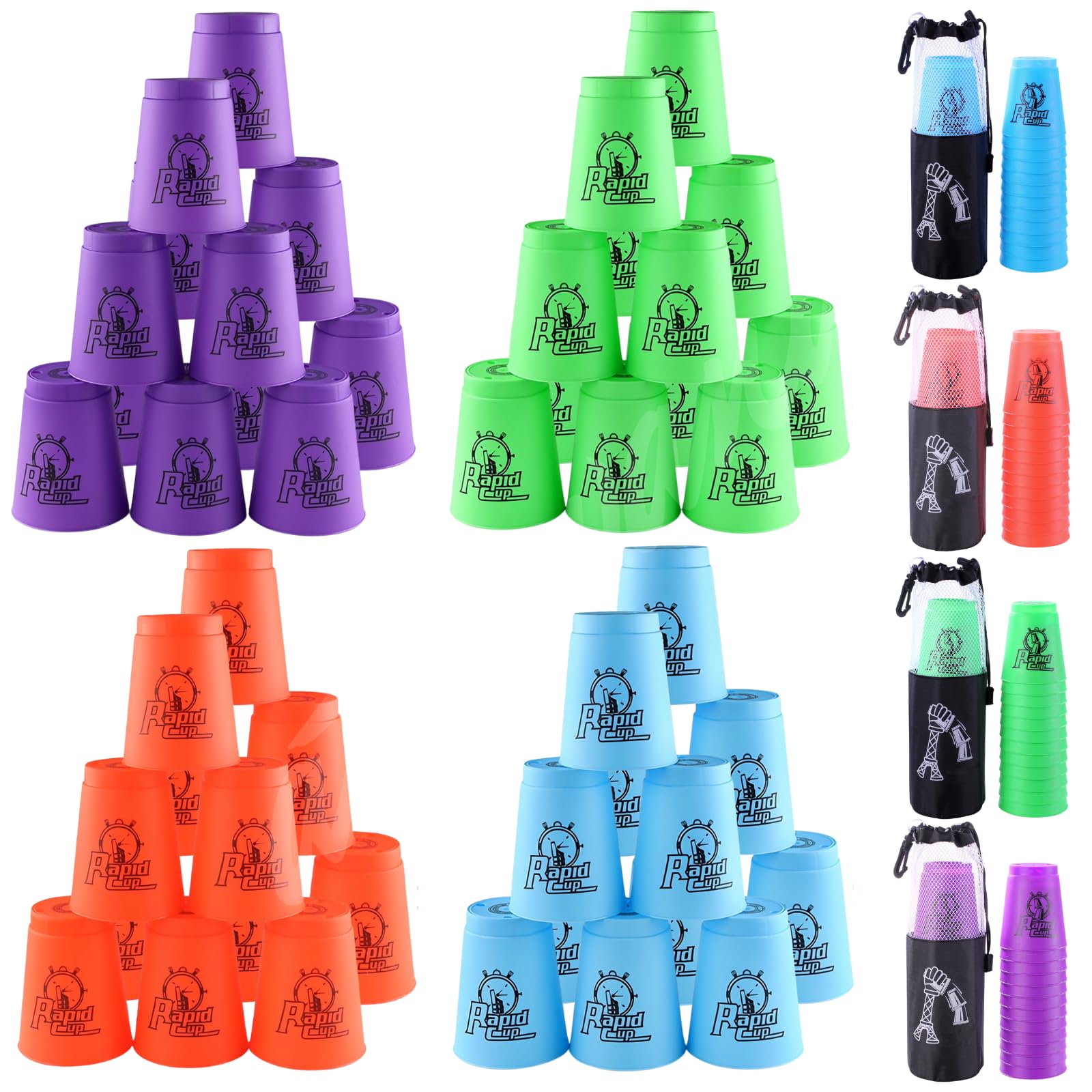 48pcs Sport Stacking Cups, Atarvana Quick Stacking Cups Set with Carry Bag Speed