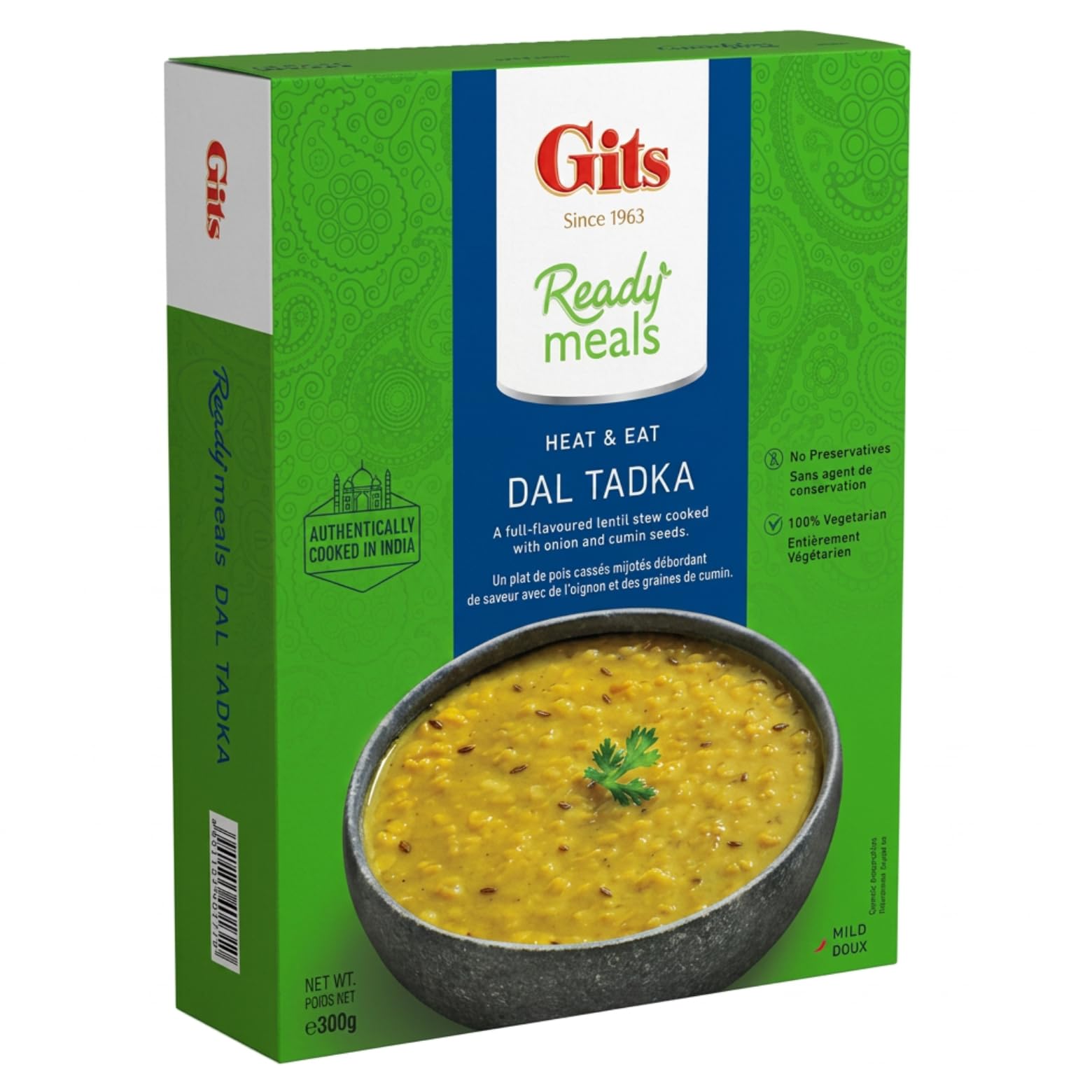 Gits Ready to Eat Dal Tadka, 300g | 100% Vegetarian Microwaveable Indian Meal