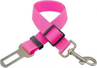 Adjustable Dog Seat Belt Durable Nylon Pet Safety Belt with Secure Fastener Clip for Daily Vehicle Use, Pink