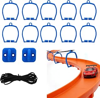 Sinbana 13pcs Suspension Bridge Track Accessory Set Compatible with Hot Wheels, Connectors Pieces for Hotwheel Include 10 Bridge Supports 2 Wall Mount Bracket 1 Rope for 1:64 Scale Toy Cars(Blue)