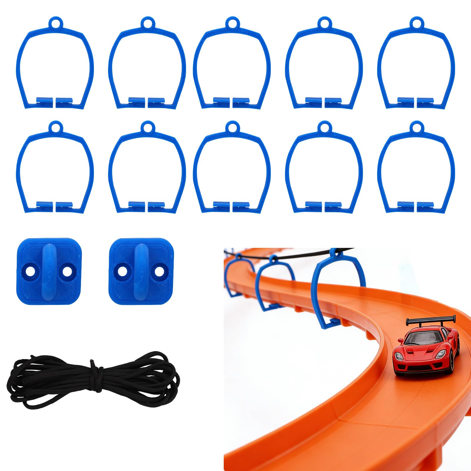 Sinbana 13pcs Suspension Bridge Track Accessory Set Compatible with Hot Wheels, 