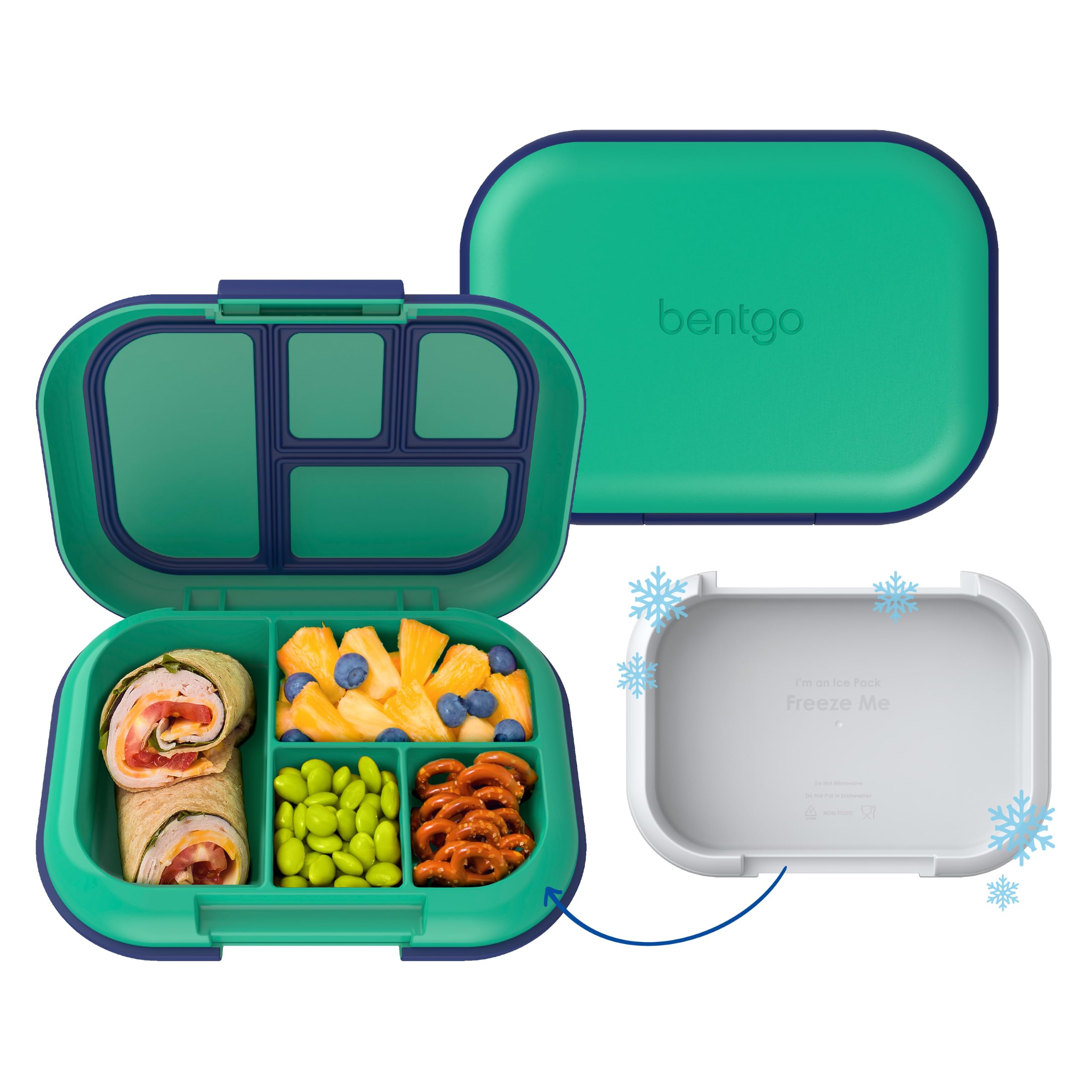 Bentgo Chill Kids 4-Compartment Bento Box Leakproof Lunch Box | Built-In Ice Pac