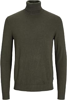 JACK & JONES JJEEMIL Men's Slim Turtleneck Sweater Classic Long Sleeve Round Neck Sweater