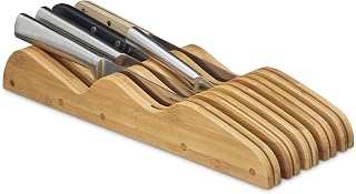 Relaxdays Drawer Knife Holder Insert, Empty, Bamboo, Natural