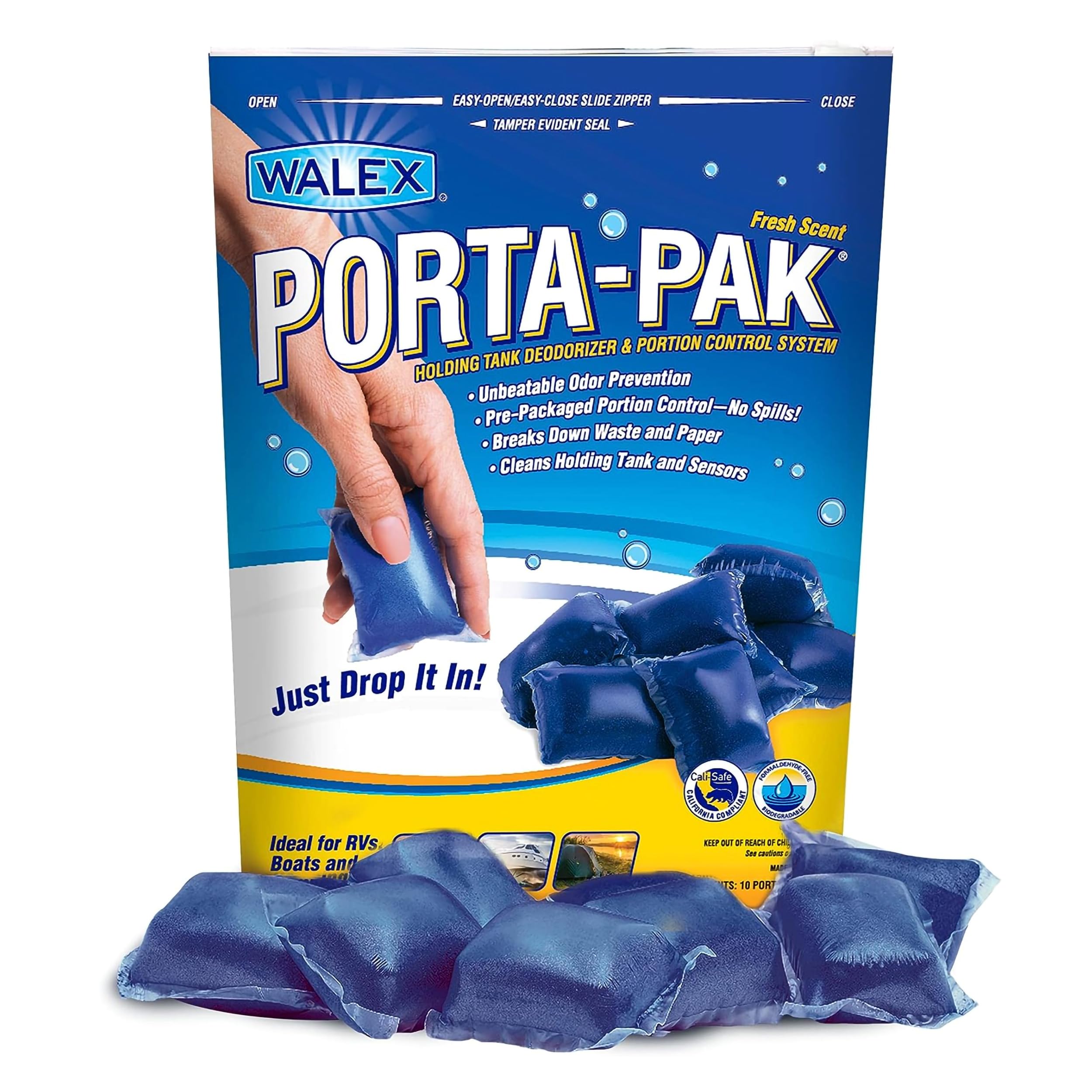 Walex Porta-Pak RV Toilet Treatment Drop-Ins - Fresh Scent, 10-Pack | RV black t
