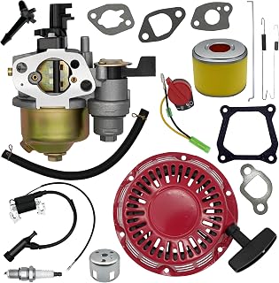 Strongthium GX160 GX120 Tune Up Parts Carb Kit for Honda GX 120 200 4.0 5.5 6.5 hp Predator 196 212 cc w/Carburetor + Pull Start + Coil + Air Filter + Spark Plug + Throttle Springs + Gaskets