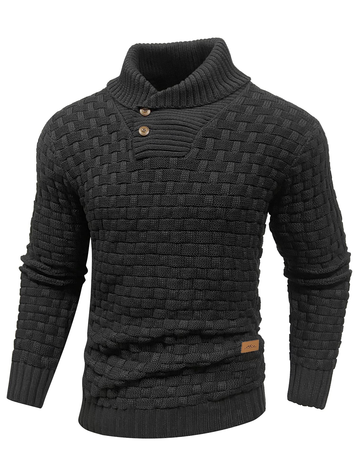 Mens Casual Pullover Waffle Textured Cable Knit v Neck Sweater