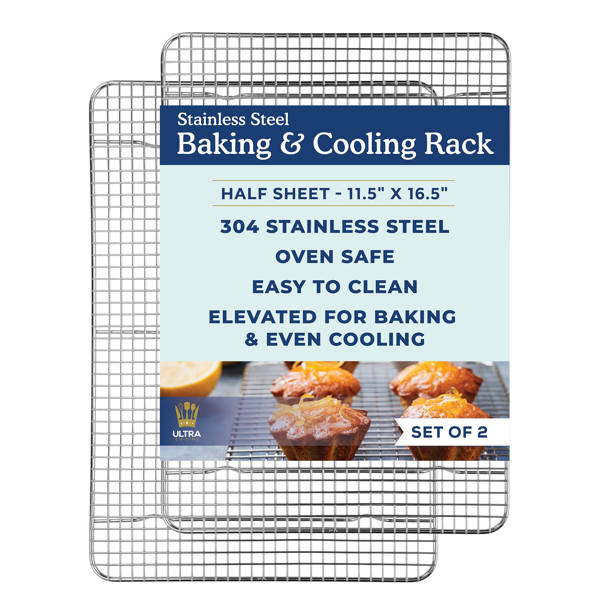Ultra Cuisine Cooling and Baking Rack Set - Cooling Racks -11.5'' x16.5'' | 100%