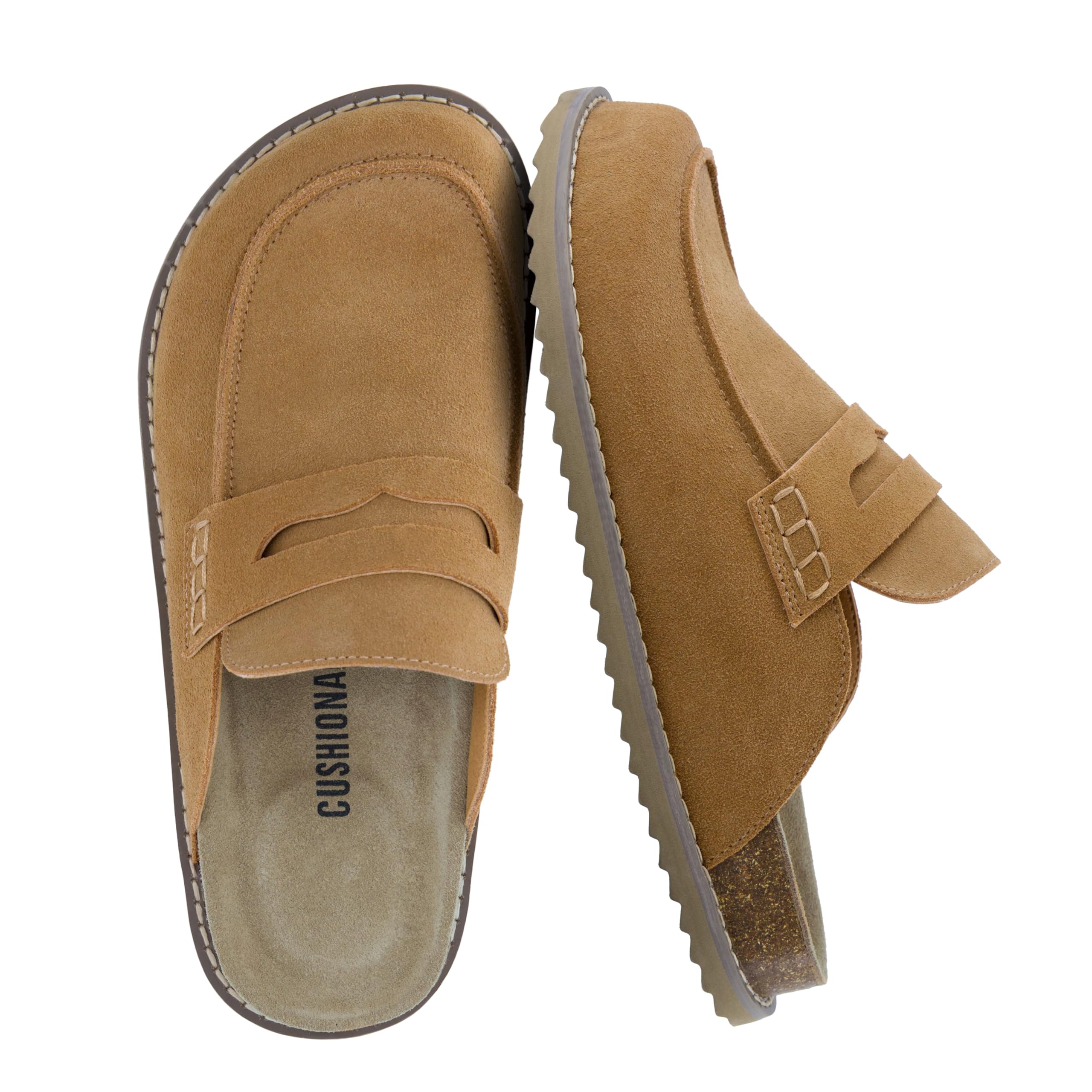 CUSHIONAIRE Zola Women's Penny Clog Mule - Suede slip-on with memory foam, cork 