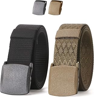 JASGOOD Cintura tattica militare da uomo, in nylon, confezione da 2, in tela, con fibbia in plastica, regalo per uomo