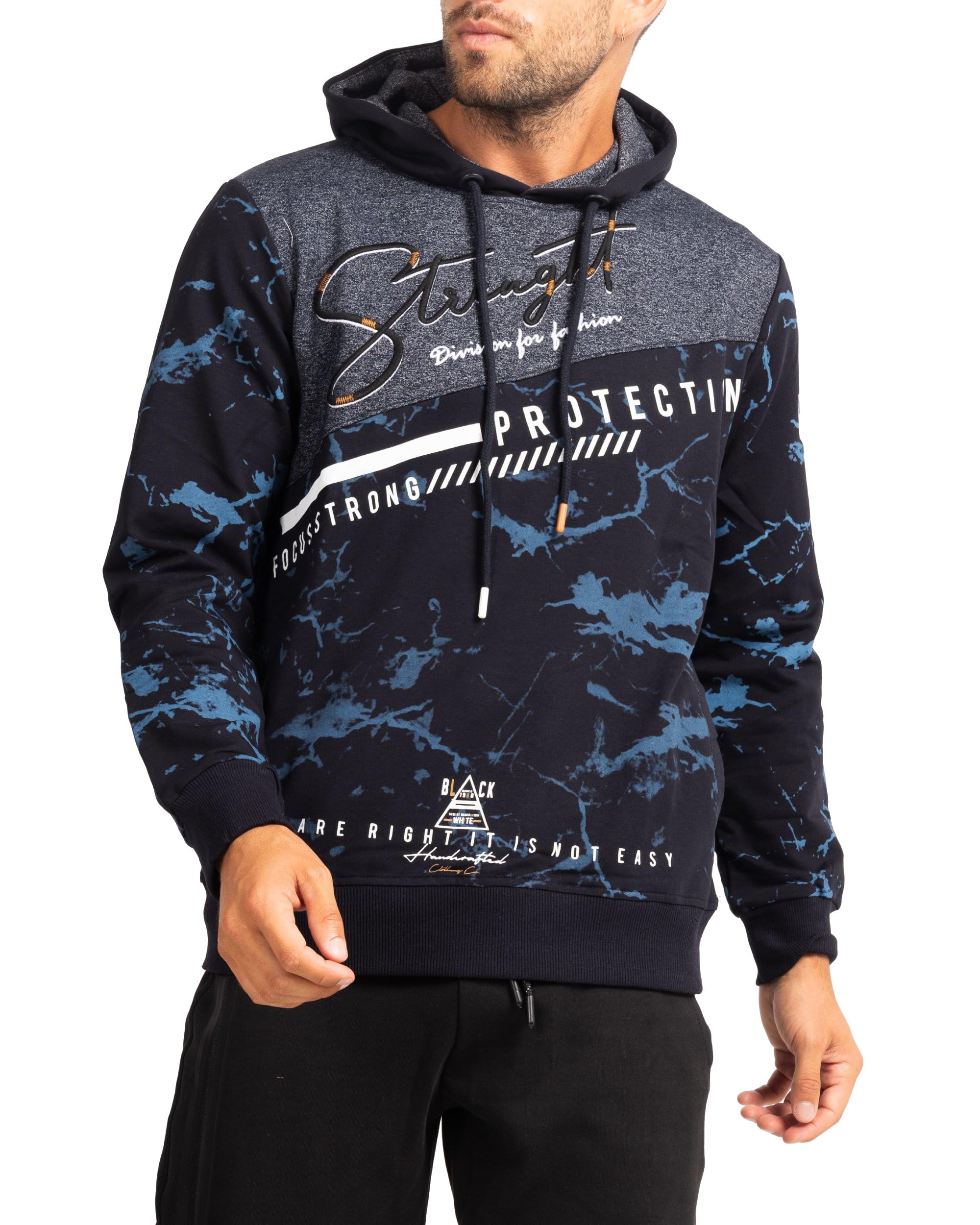 Subliminal Moda Men's Hooded Sweatshirt Long Sleeve Two-Tone with Pocket Casual 