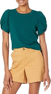 Amazon Essentials Women's Regular-Fit Twist Puff Sleeve Crewneck T-Shirt