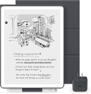 Amazon Kindle Scribe Essentials Bundle - Amazon Kindle Scribe (32GB) , Premium Pen, Premium Leather Folio Cover-Graphite &amp; Power Adapter