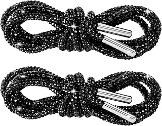 PAGOW 1 Pair Glitter Rhinestone Rope, Bling Crystal Round Shoe Laces, Shiny Drawstring Cords for Sneakers, 47.2in(120cm)