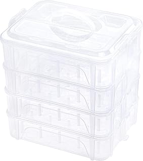 New brothread 4 Layer Stackable Clear Storage Box Organizer | Holding 80 Spools, to Store Home Embroidery & Sewing Thread Spools (Spool Size Required: Height≤2.2"; Width≤1.69)