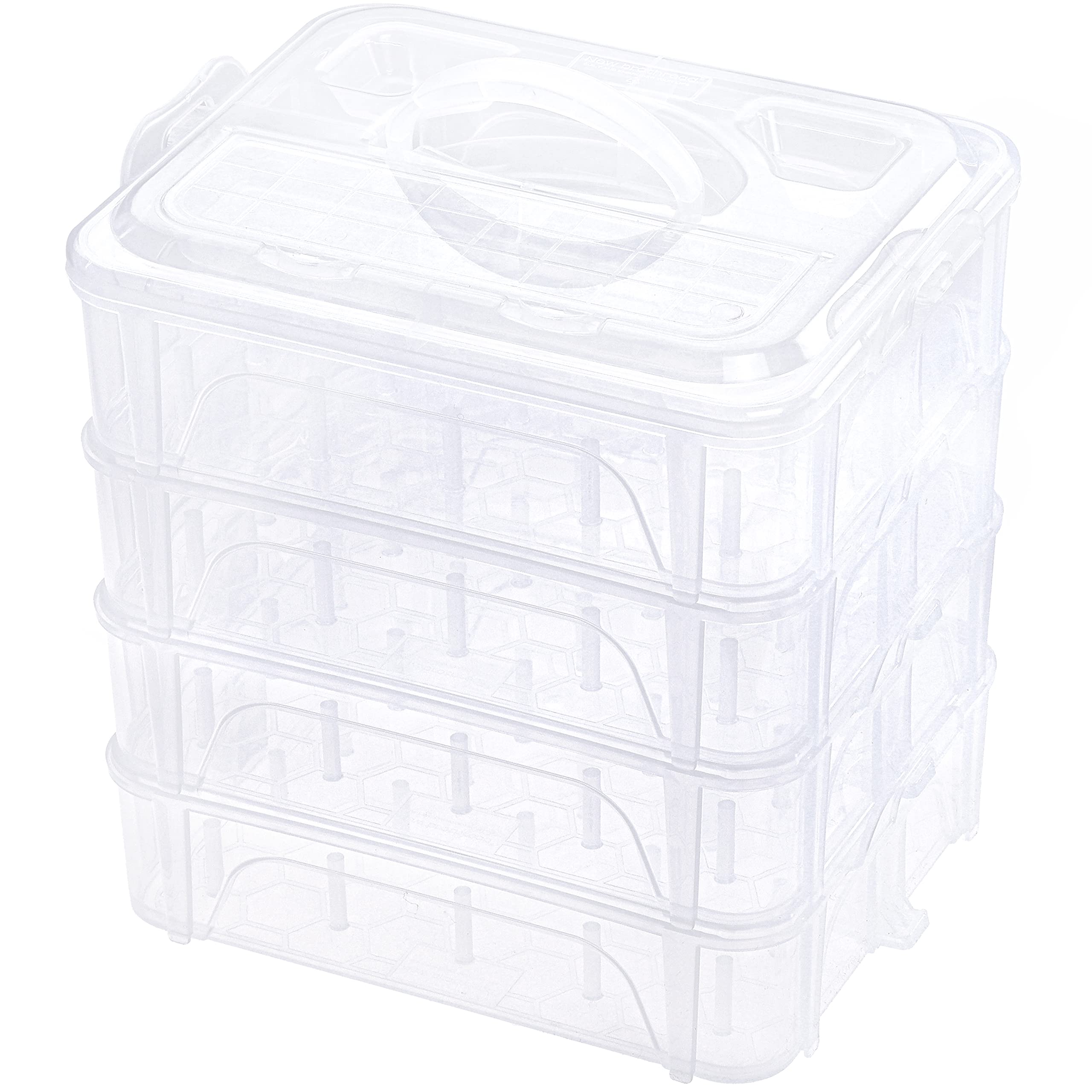 New brothread 4 Layer Stackable Clear Storage Box Organizer | Holding 80 Spools,