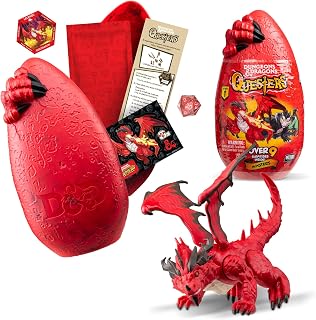 Dungeons & Dragons Questers Buildable Figure, 5-Inch D&D Collectible Dragon Toy in Break-Apart Egg Capsule with D20 Die - Red Dragon