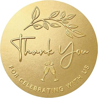 100PCS Thank You for Celebrating with Us Stickers, Gold Foil Labels for Wedding Party Favor Bags, Baby Shower Decorations, Dessert Treat Bags, Gift Wrapping & Envelope Seals 1.6 Inch (Gold)